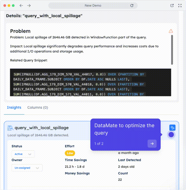 Pinpoint issues in the query code and recommend optimized query demonstration